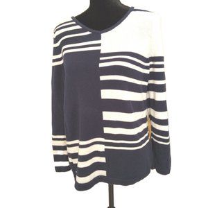 Chico's Navy Blue & White Stripes Sweater Top Women's Size 0 (Small)